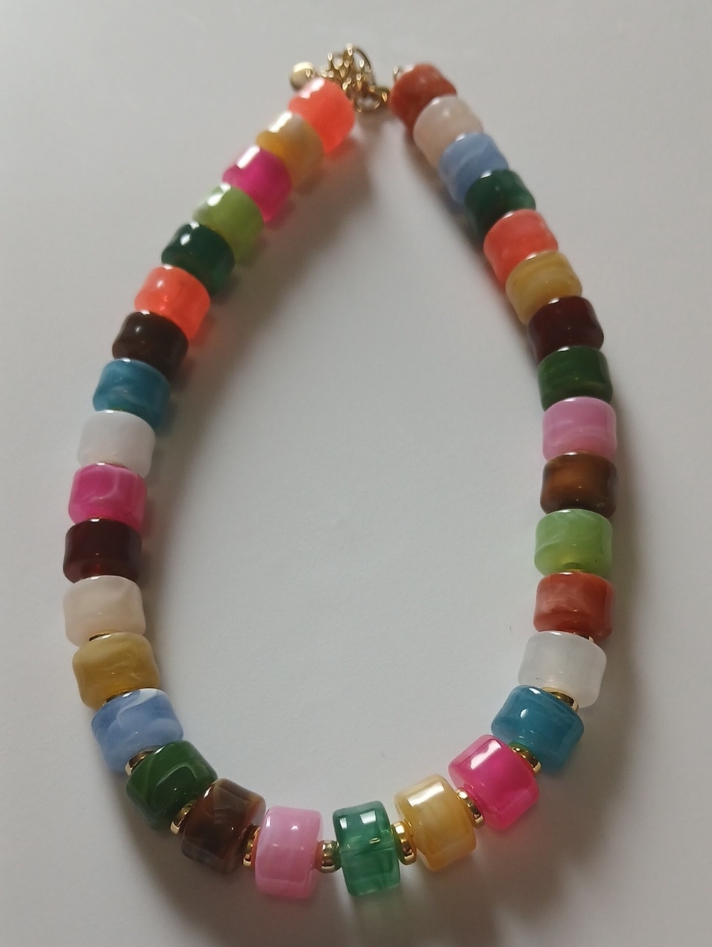 Fashion Jewelry Multicolor Ceramic Bead Choker - Gold Accent